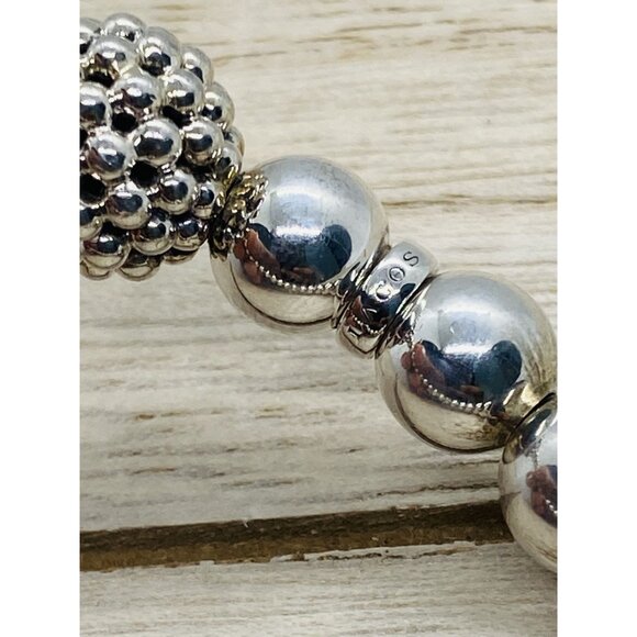 Lagos Sterling Silver 925 Signature Caviar Stretch Bracelet 8mm - Picture 7 of 12